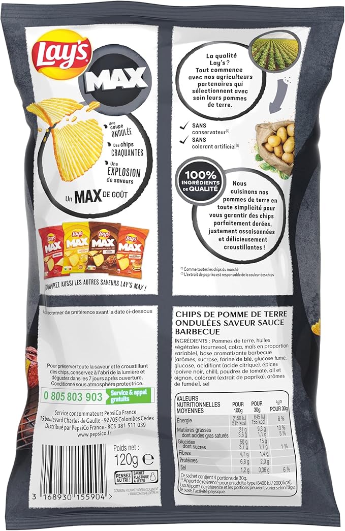 CHIPS MAX BBQ 120G LAY'S – Image 2